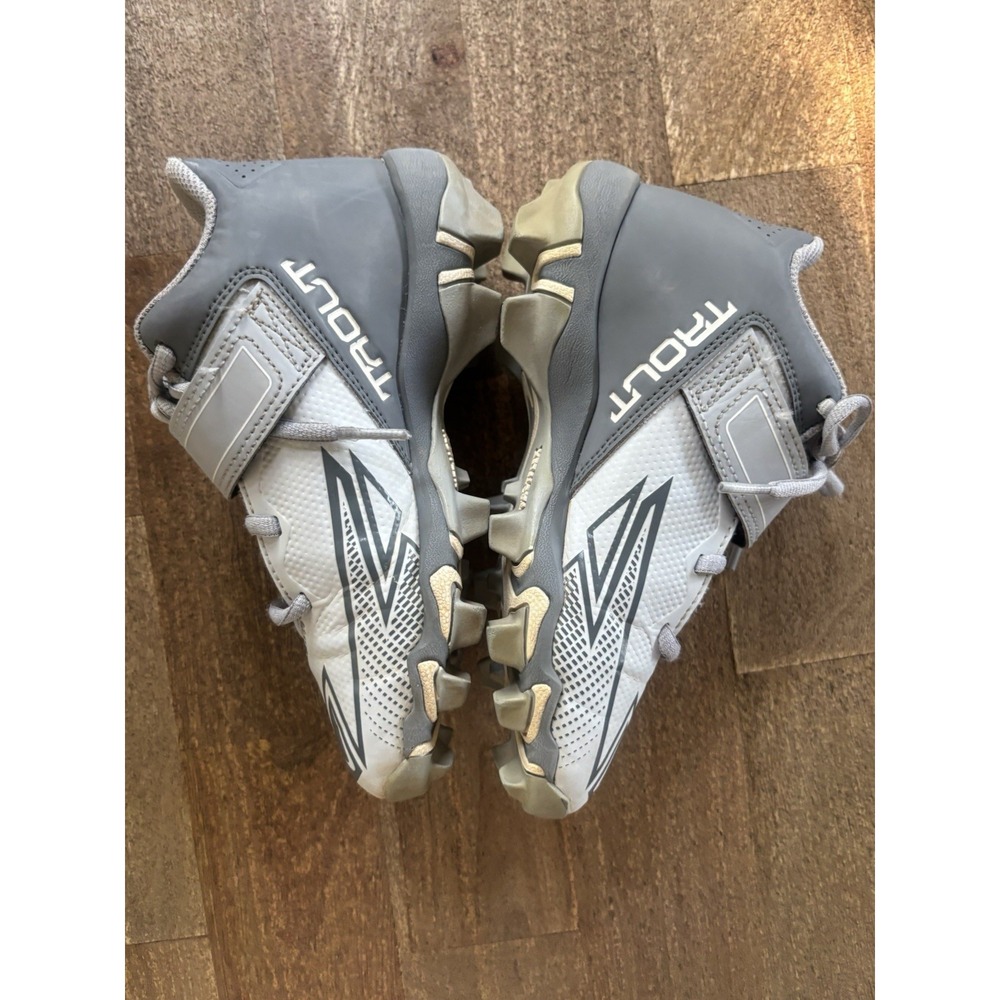 Nike Force Trout Pro Grey White High Top Baseball Cleats Size 1.5Y